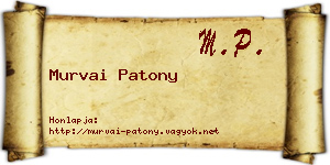 Murvai Patony névjegykártya
